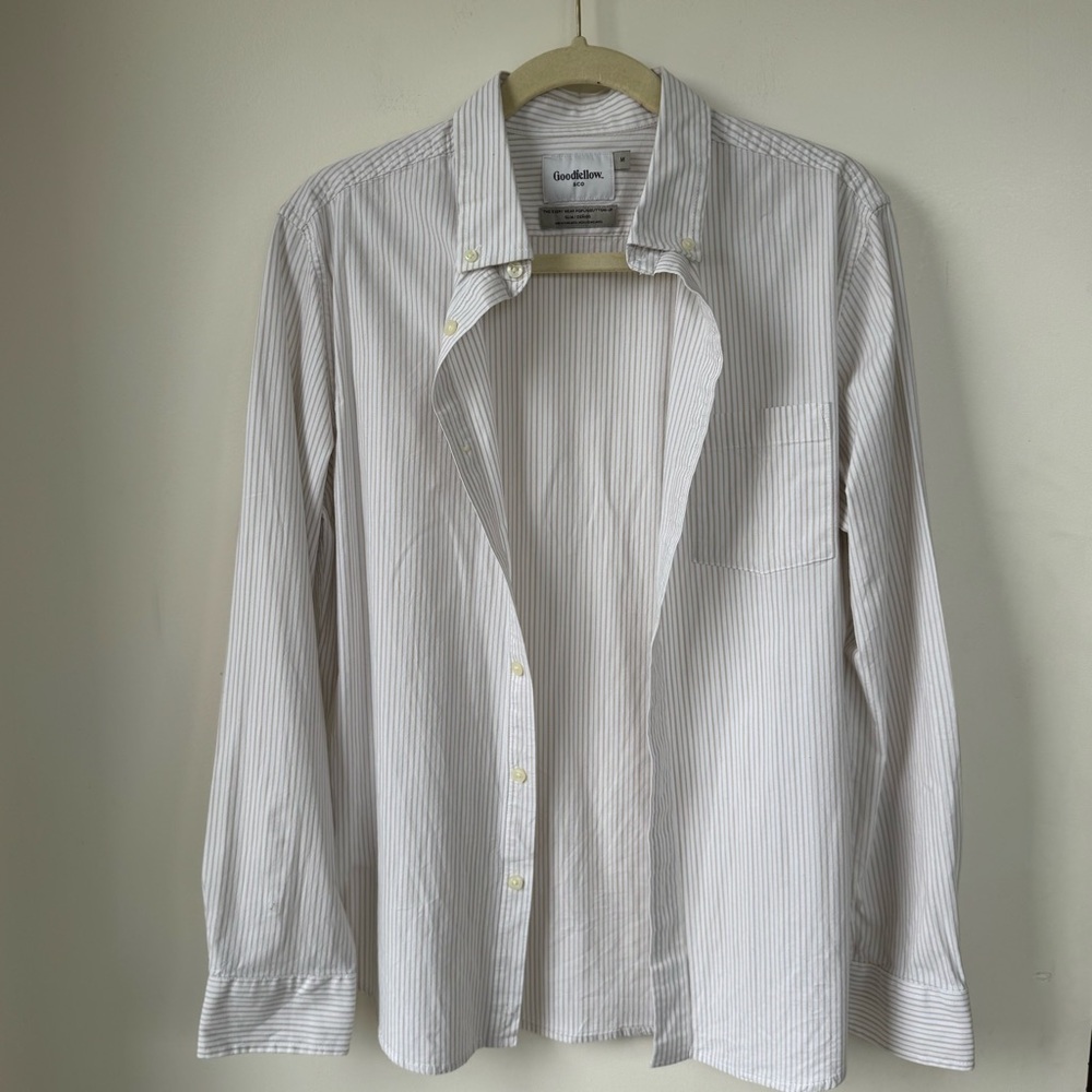 Goodfellow & Co Men's White Striped Button Down Shirt